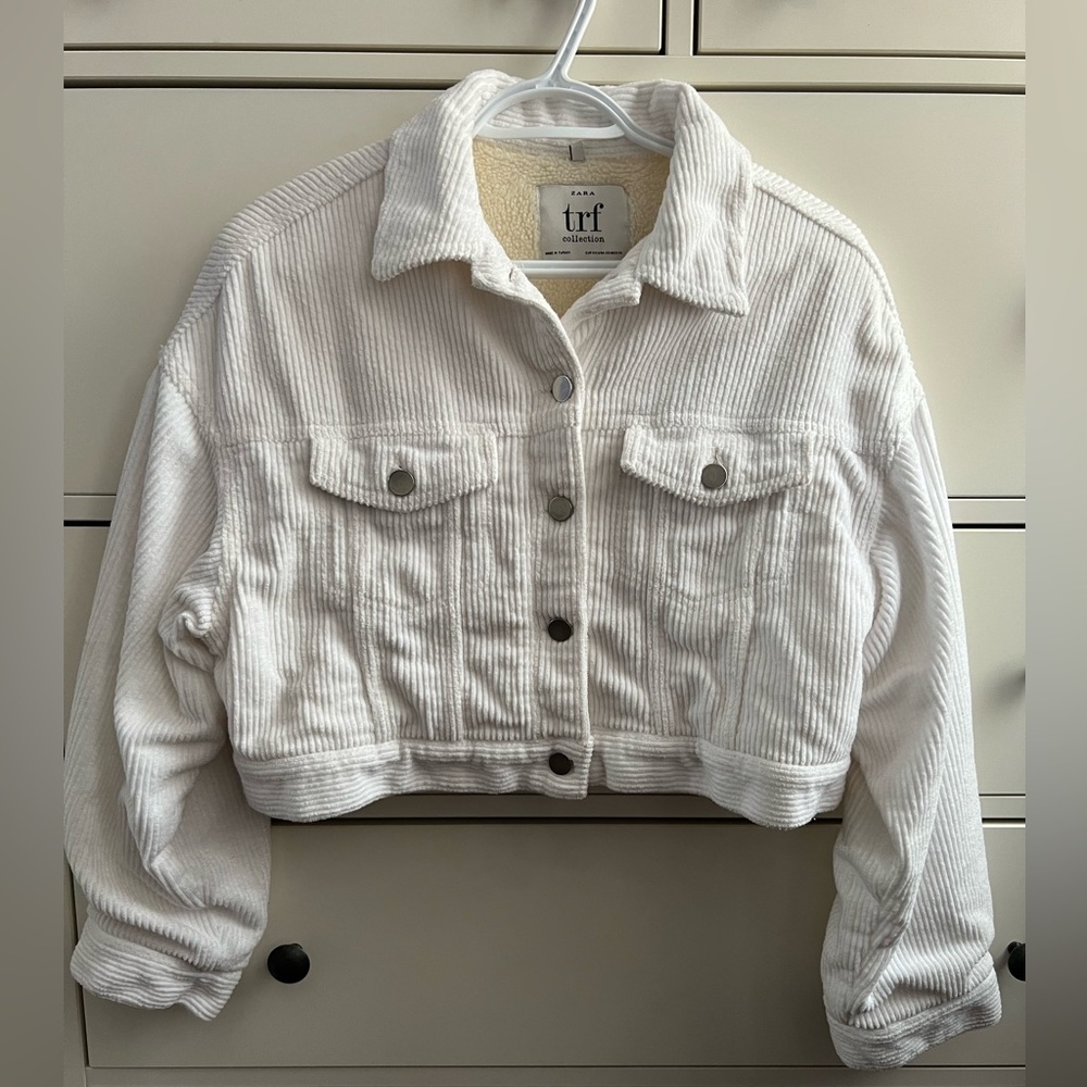 Zara Cropped Corduroy Sherpa Jacket
